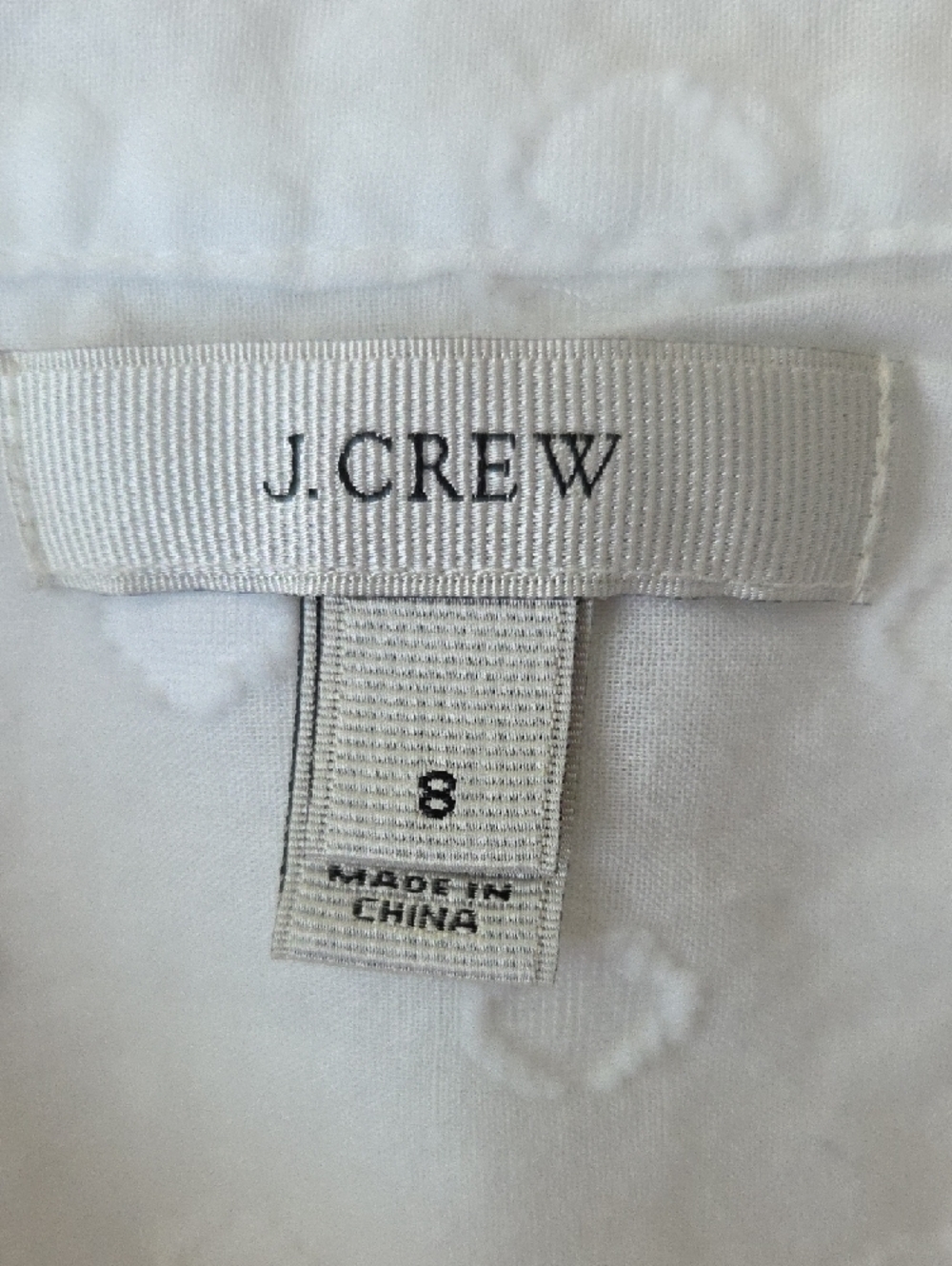 J. Crew White Peasant Blouse 100% Cotton Polka Dot Texture Pattern Sz 8 Flowy - Picture 2 of 13
